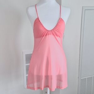 Deadstock Y2k La Senza Mesh Sheer Pink Babydoll Small
